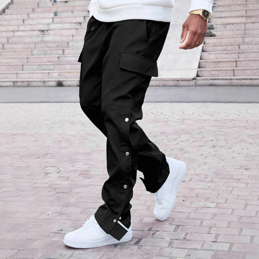 Casual High Street Buttoned Multi-pocket Joggers
