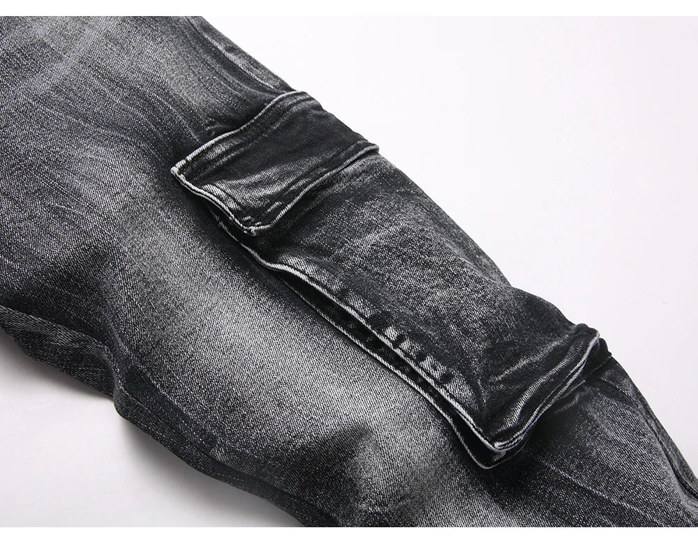 Multi Pocket Cargo Flared Streetwear Jeans