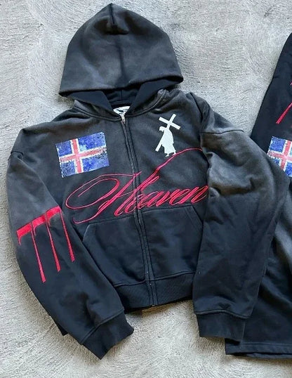 "Heaven" Graphic Two-Piece Set – Zip Hoodie & Wide-Leg Pants — product image 10