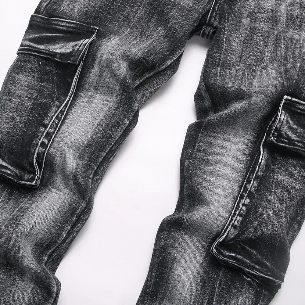 Multi Pocket Cargo Flared Streetwear Jeans