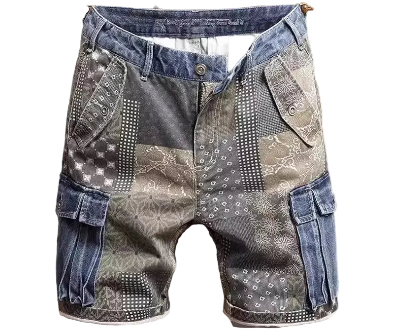 Mixed Design Blocked Quarter Shorts