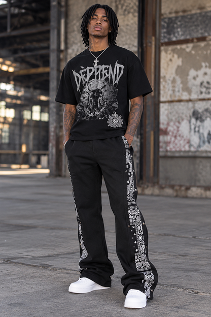 Flared Bandana Fleece Pants
