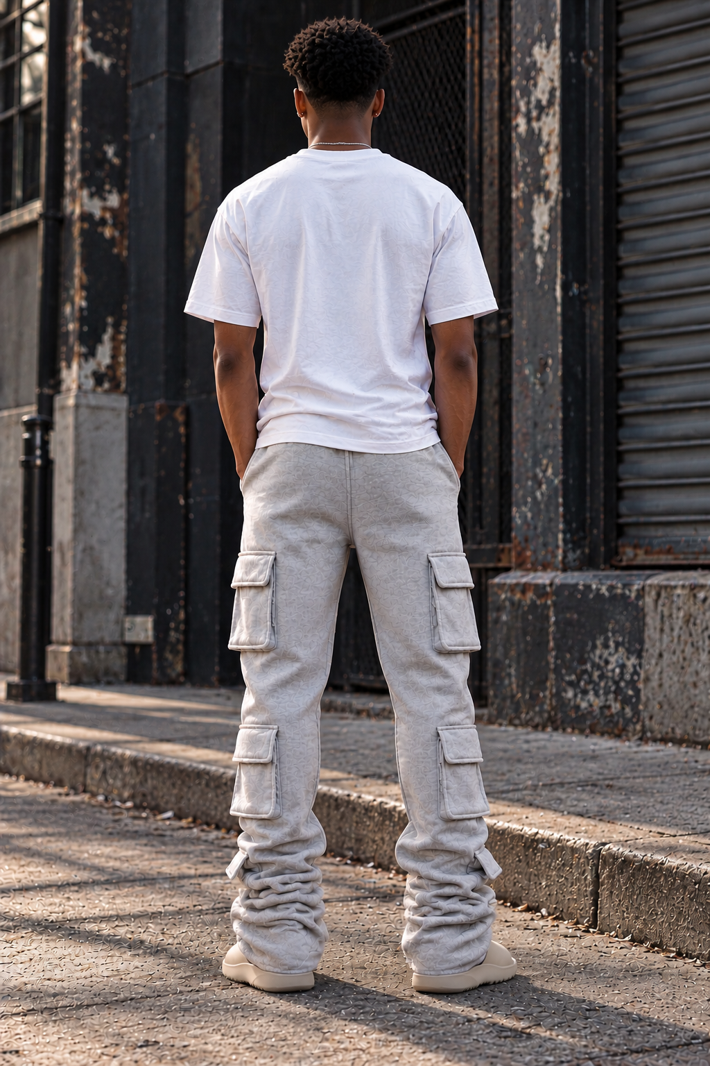Gray 6 Pocket Stacked Flare Sweats