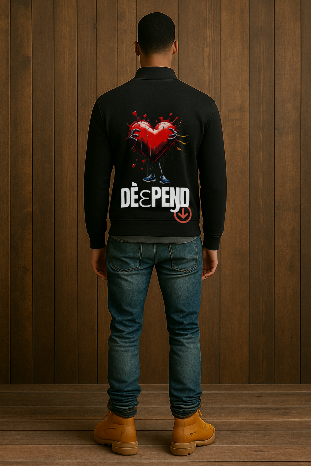 DèɛpEŋD Classic Heart Splatt Quarter Zip Sweatshirt