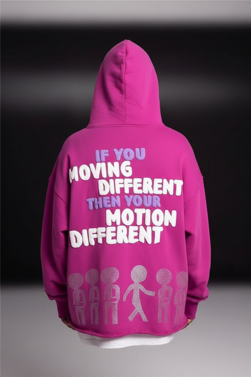 Back View - Fuchsia Motion Different Hoodie