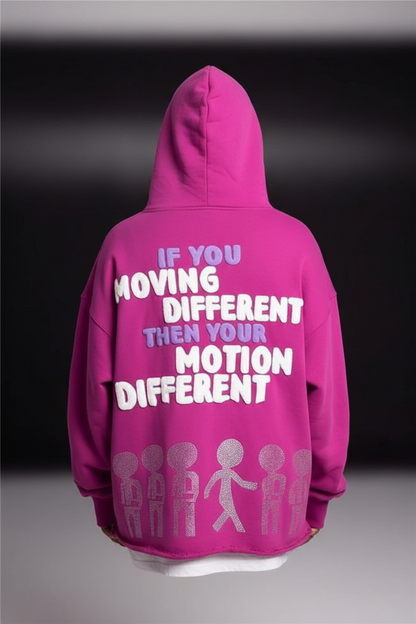 Back View - Fuchsia Motion Different Hoodie