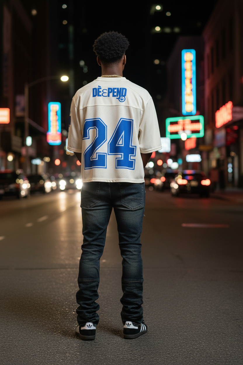 Back View - Model 1 DèɛpEŋD Jersey