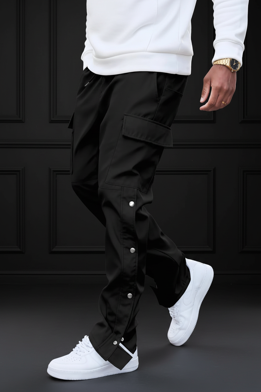 Black Cargo Pants - Dark Luxury Studio Mockup