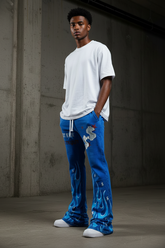 Blue Flame Joggers – Extra Long Stack