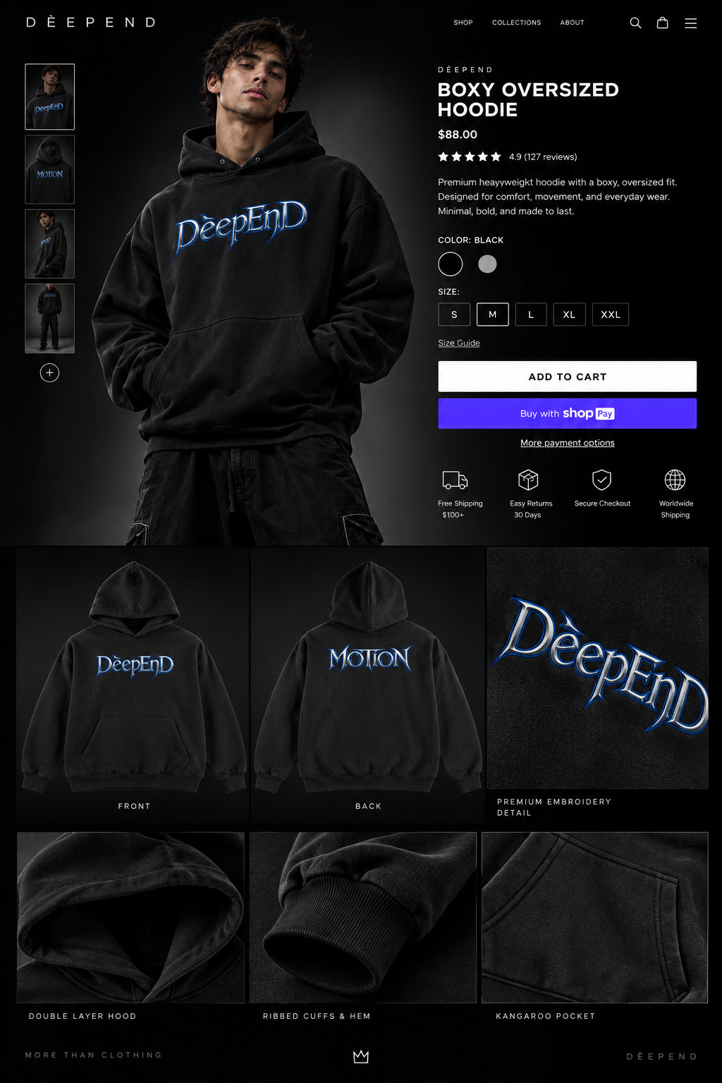 DèɛpEŋD Motion Boxy Oversized Hoodie