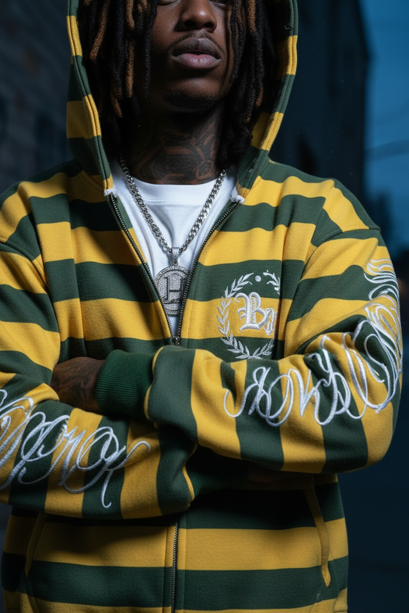 Close Up Detail - Hoodie Embroidery & Chain