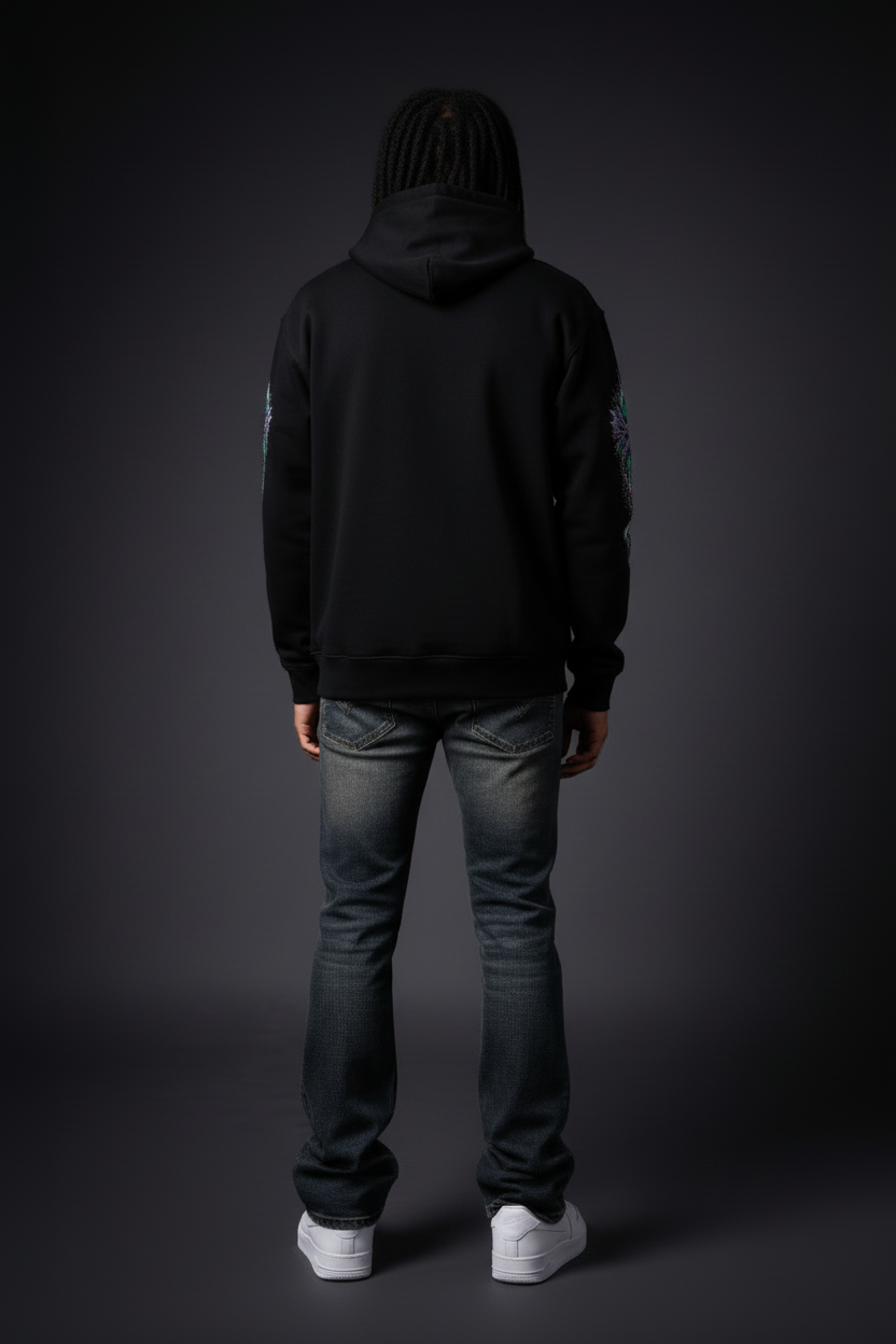 DèɛpEŋD Gems Hoodie – Back View with Sleeve Graphics