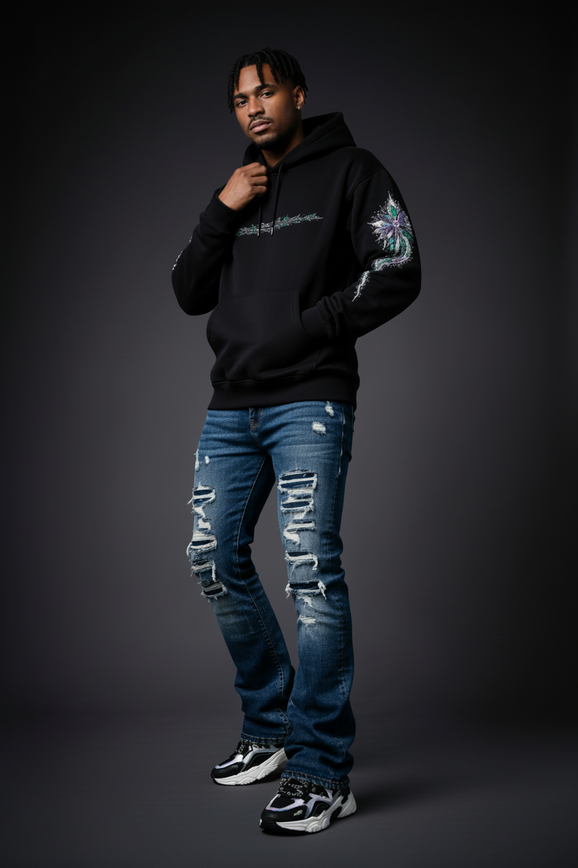 DèɛpEŋD Gems Hoodie – Young Model with Dreads