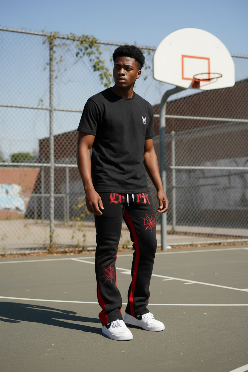 Dark Flared Joggers KC3323 - Urban Basketball Court