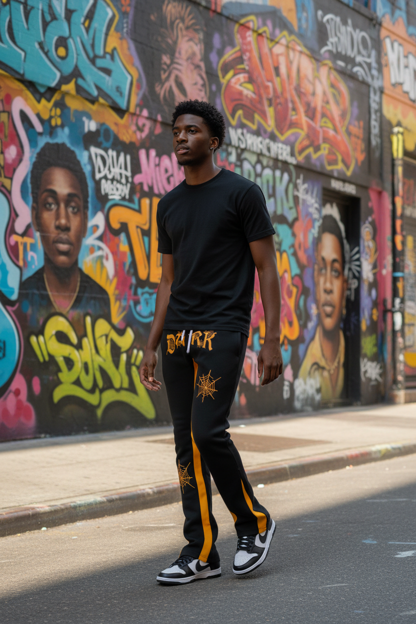 Dark Flared Joggers - Street Murals
