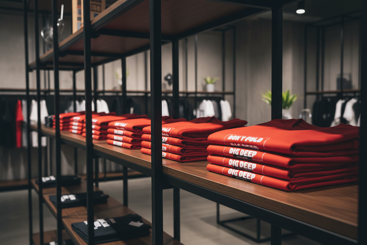 Don't Fold Tee — Boutique Shelf Display