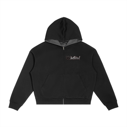 DèɛpEŋD Unbothered Plaid Hood Zip Up