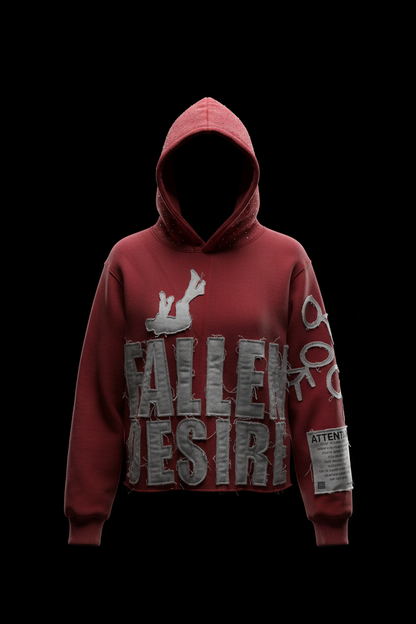 Fallen Desire Hoodie – Red 3D Mockup