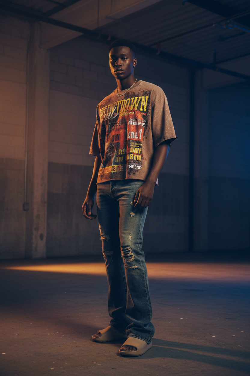 Final Countdown Tee – Boxy Cropped Model Shot