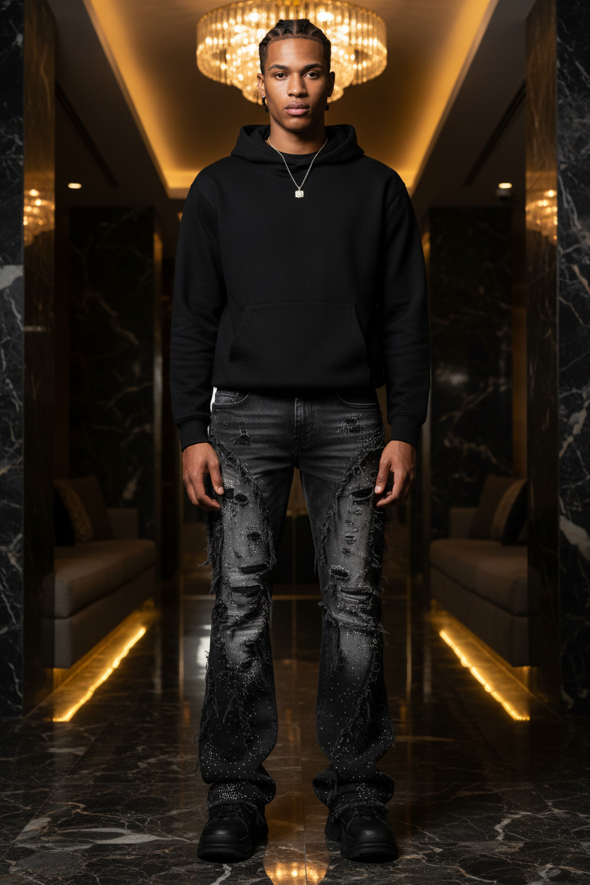Frost Originals Rhinestone Jeans – Full Front Facing Model