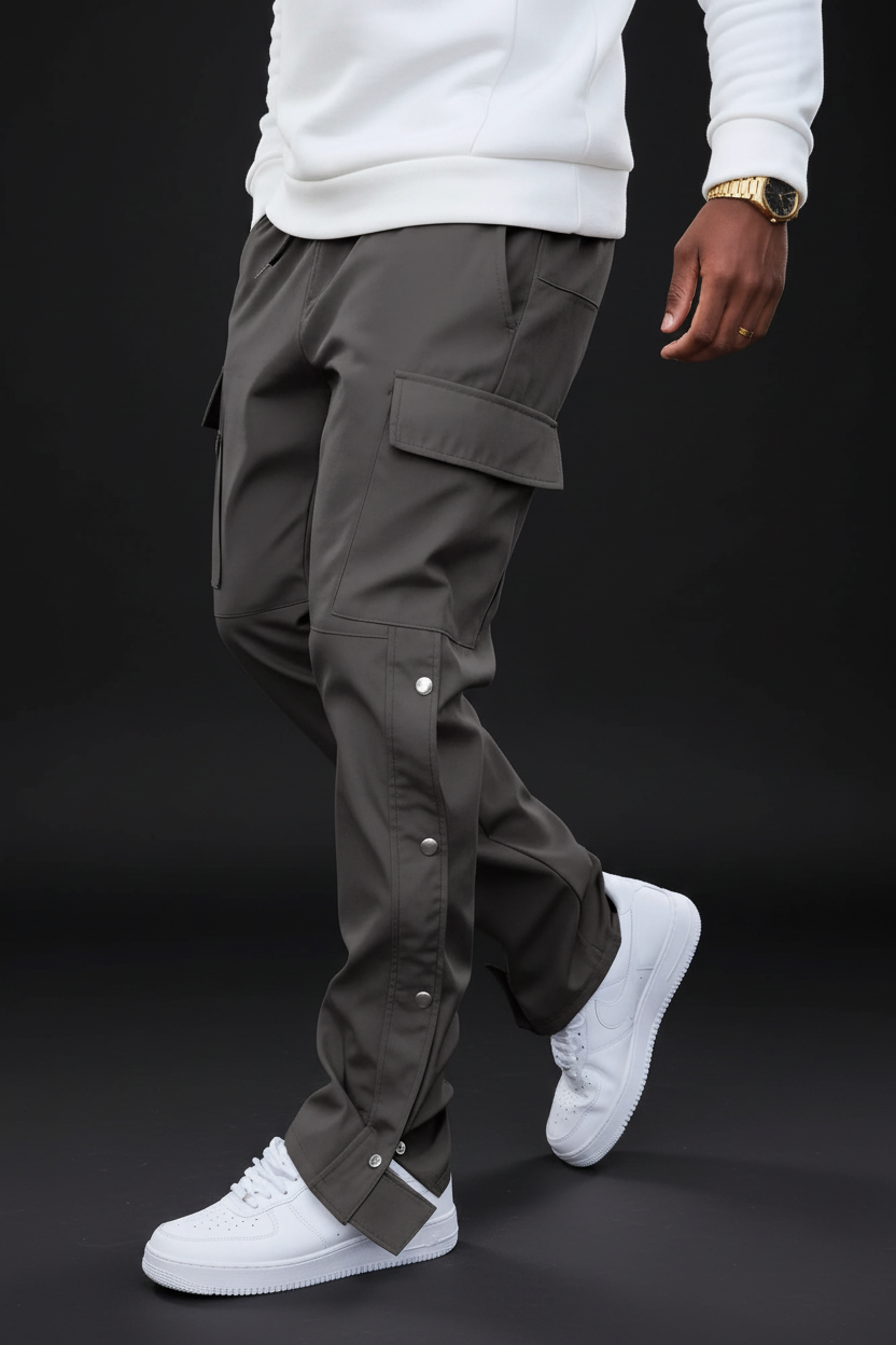 Grey Cargo Pants - Dark Luxury Studio Mockup