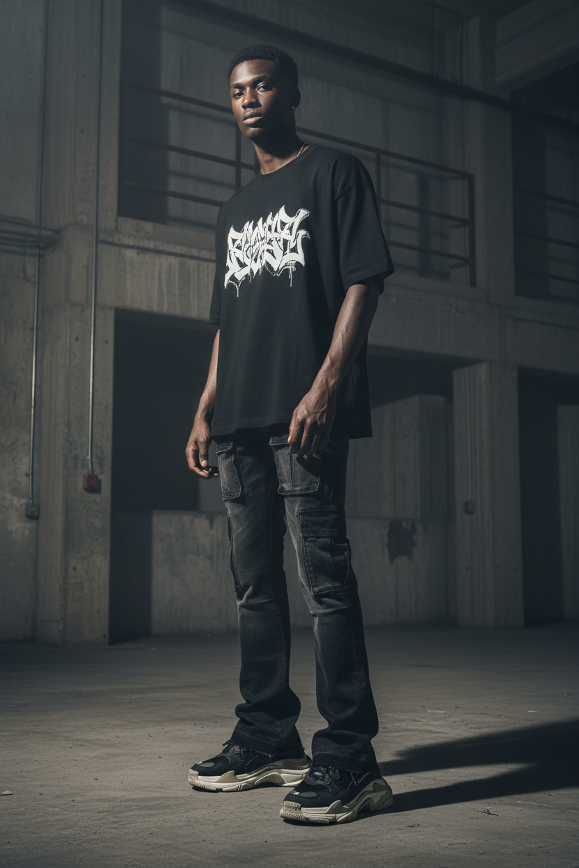 Jordan Craig Cargo Stacked Jean - Black Model Shot