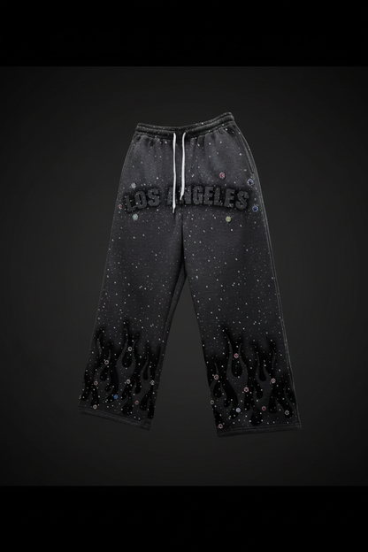 LOS ANGELES Rhinestone Joggers – 3D Ghost Mockup