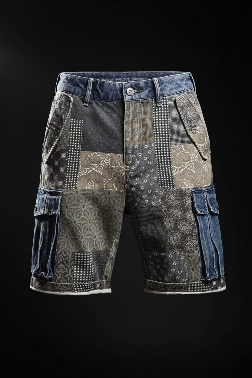 Mixed Design Blocked Quarter Shorts – Black Studio