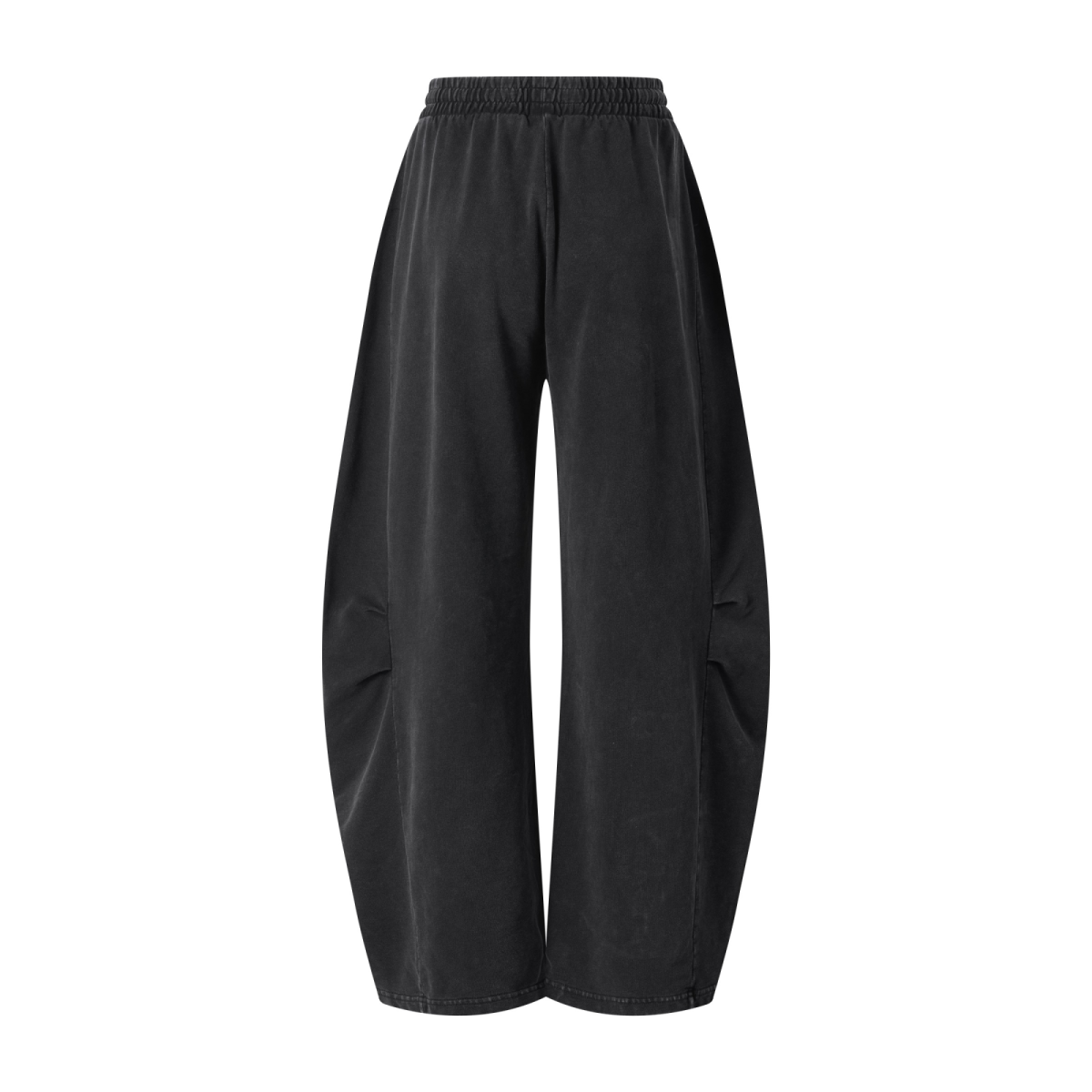 320GSM Heavyweight Cotton Slub Snow Wash Curved Leg Pants Vintage Black