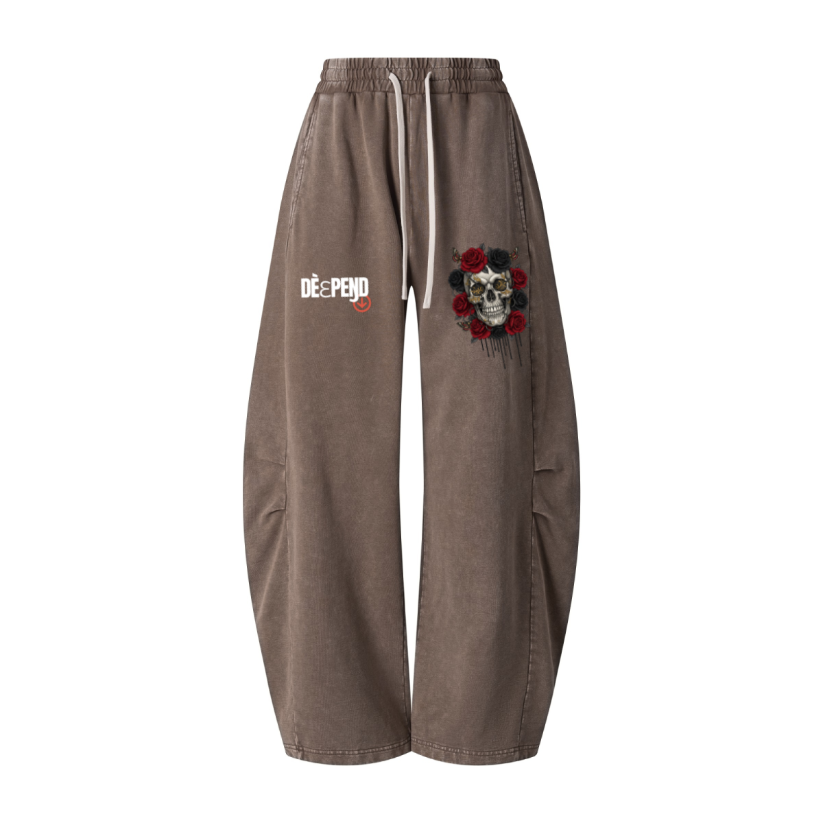 320GSM Heavyweight Cotton Slub Snow Wash Curved Leg Pants Vintage Dark Brown