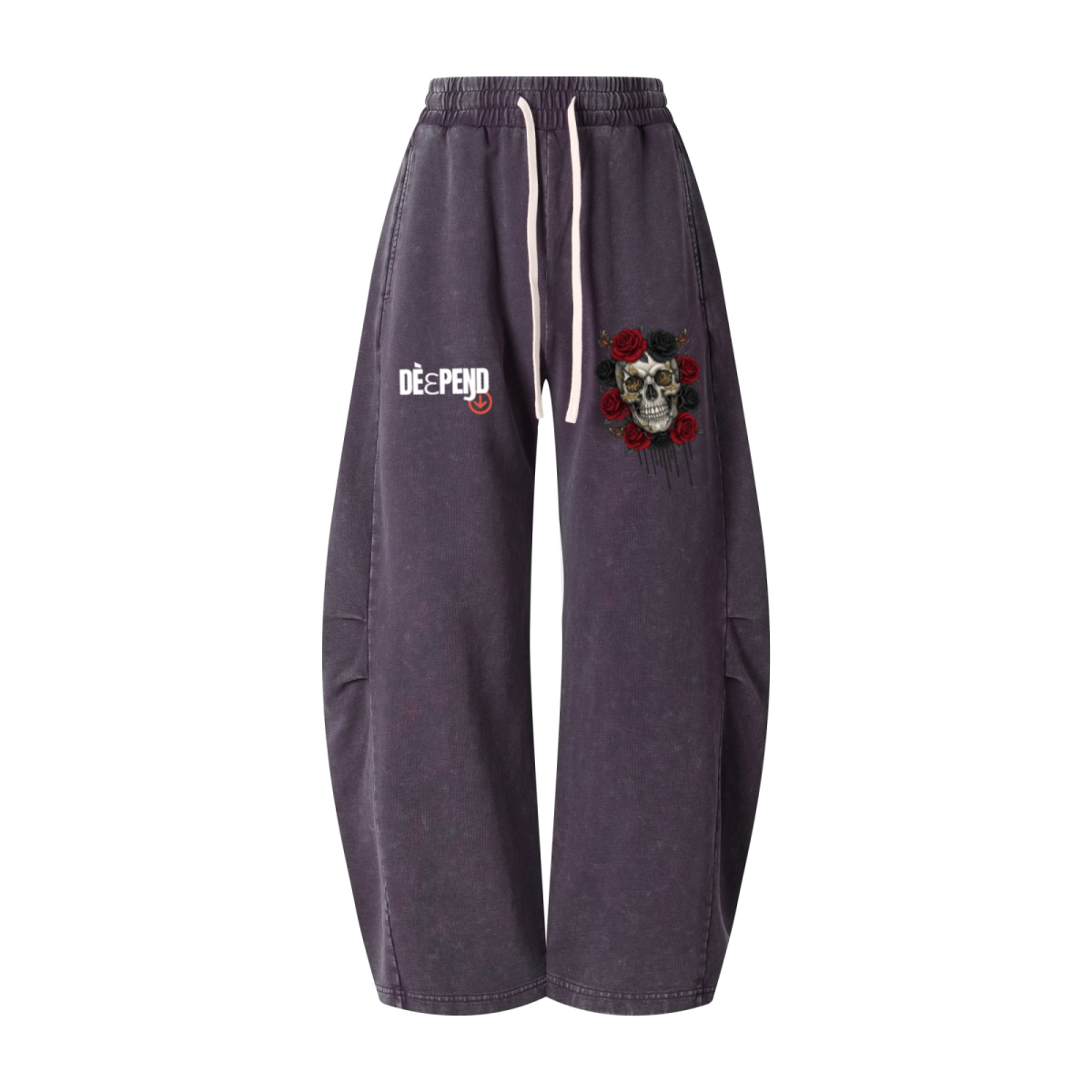 320GSM Heavyweight Cotton Slub Snow Wash Curved Leg Pants Vintage Purple