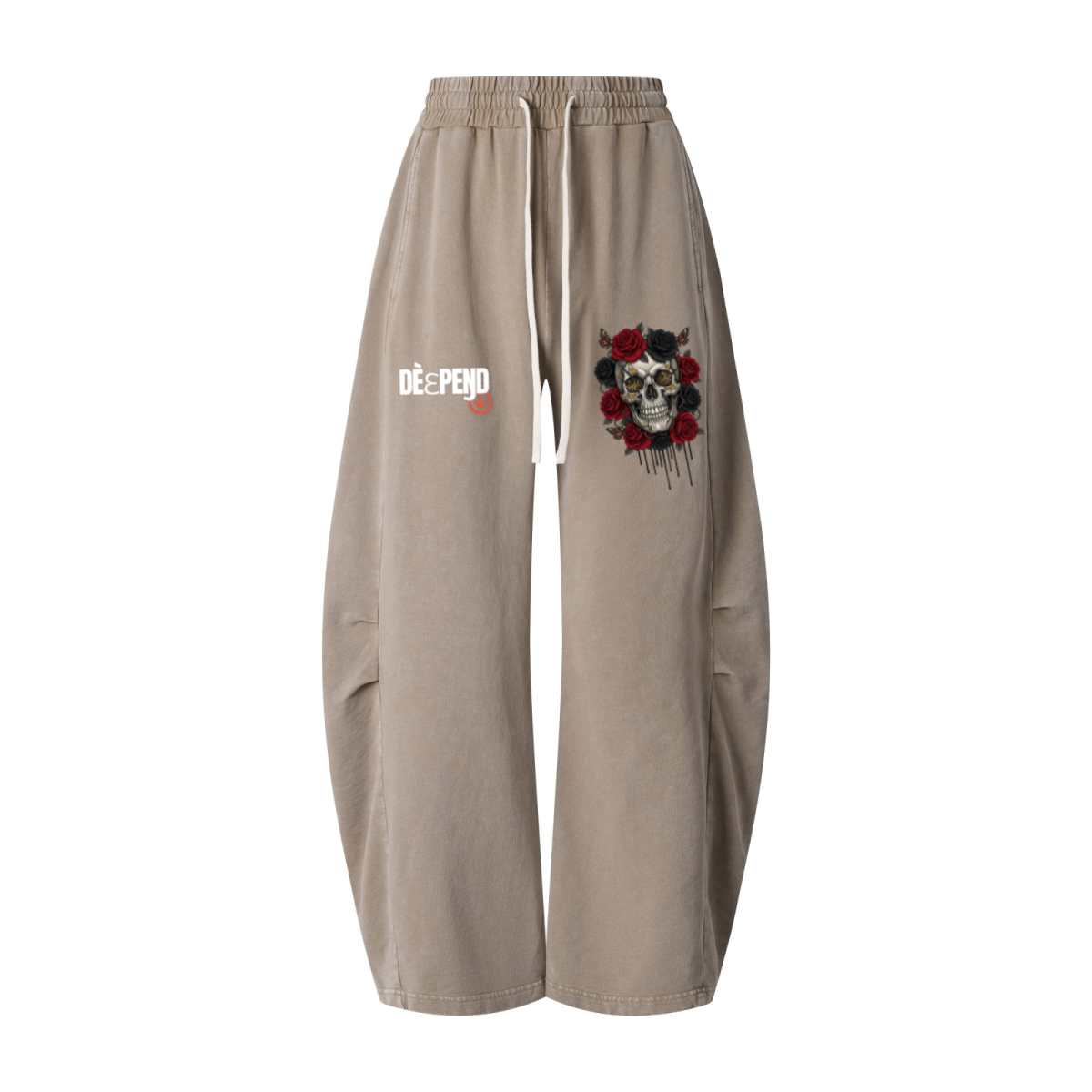 320GSM Heavyweight Cotton Slub Snow Wash Curved Leg Pants Vintage Khaki
