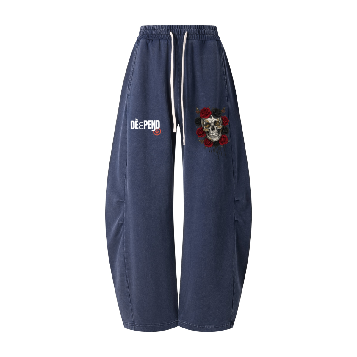 320GSM Heavyweight Cotton Slub Snow Wash Curved Leg Pants Vintage Royal Blue