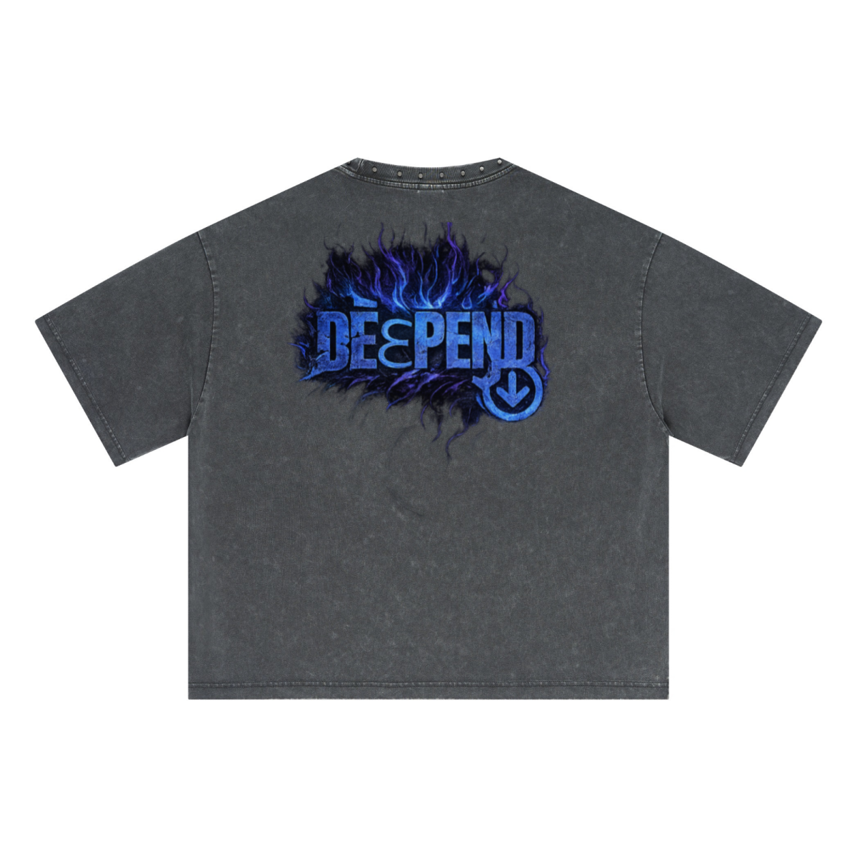 310GSM Men’s Boxy-Fit Distressed Fried-Color Snow-Wash Studded Loose T-shirt Vintage dark gray