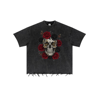 310GSM Unisex Washed 100% Cotton T-Shirt Vintage Black
