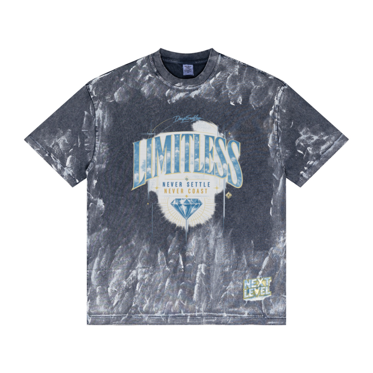 260GSM Unisex Painted Pigment-Wash T-shirt Royal Blue