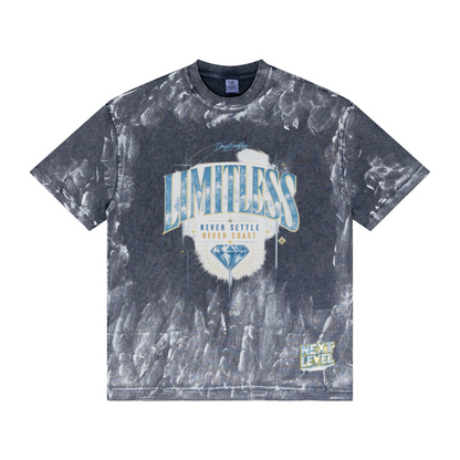 260GSM Unisex Painted Pigment-Wash T-shirt Royal Blue