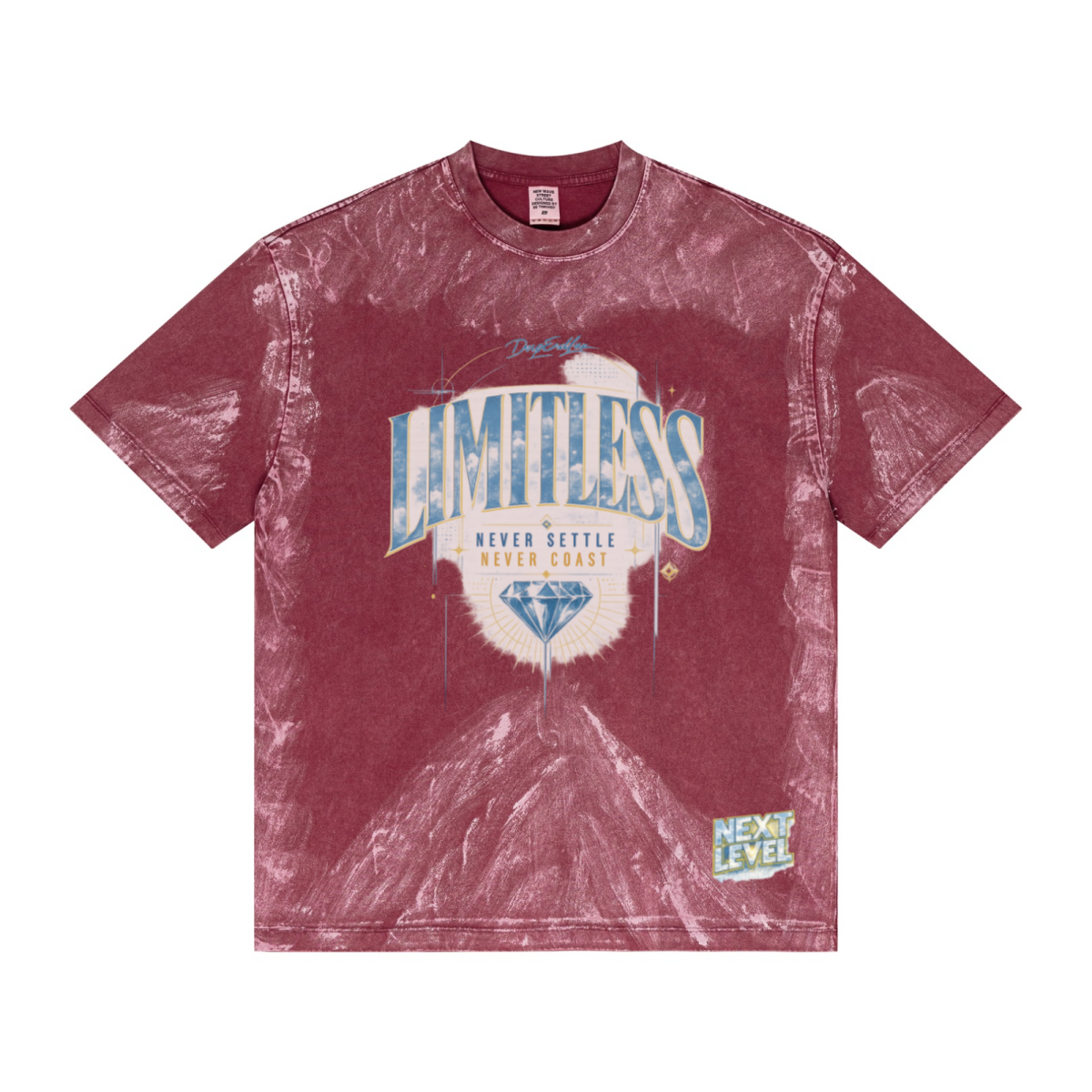 260GSM Unisex Painted Pigment-Wash T-shirt Vintage Red