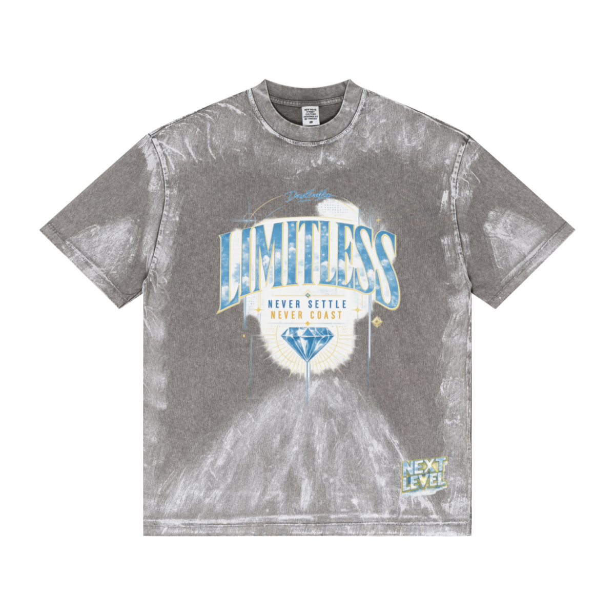 260GSM Unisex Painted Pigment-Wash T-shirt Medium Grey