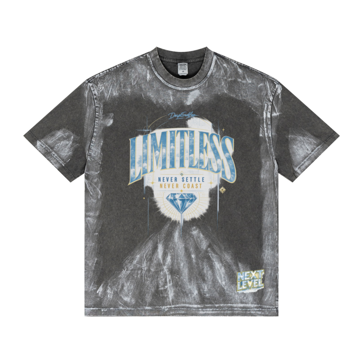 260GSM Unisex Painted Pigment-Wash T-shirt Dark Grey