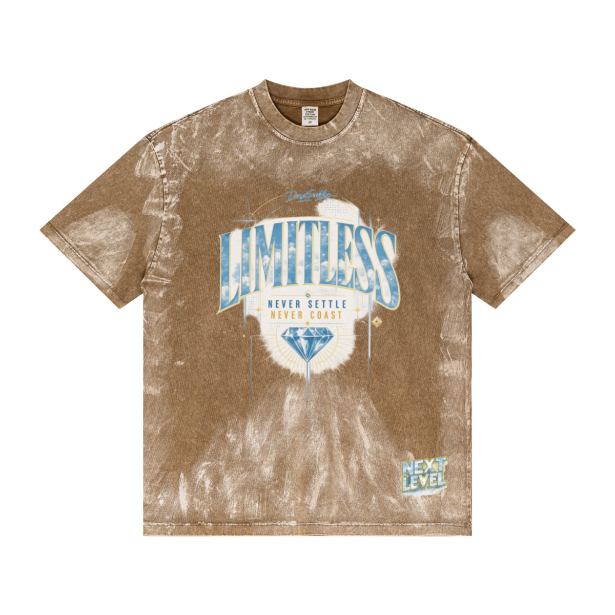 260GSM Unisex Painted Pigment-Wash T-shirt Coffee Brown