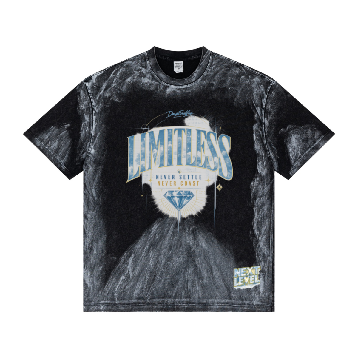 260GSM Unisex Painted Pigment-Wash T-shirt Snowflake Grey