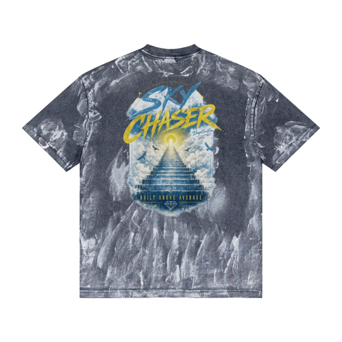 260GSM Unisex Painted Pigment-Wash T-shirt Royal Blue