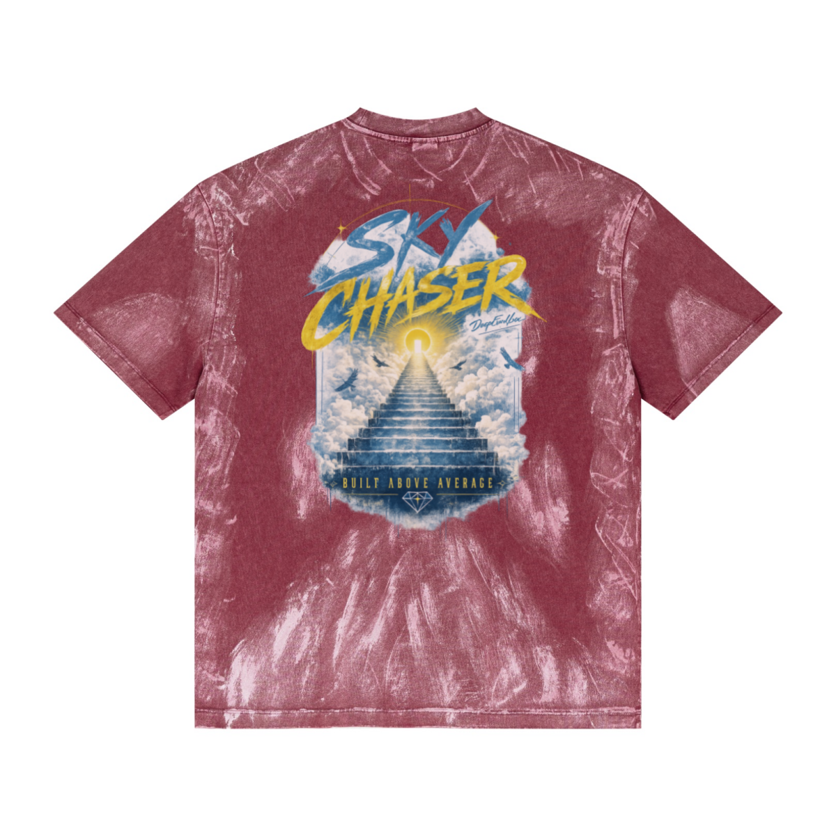 260GSM Unisex Painted Pigment-Wash T-shirt Vintage Red