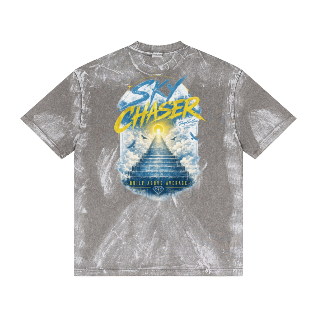 260GSM Unisex Painted Pigment-Wash T-shirt Medium Grey