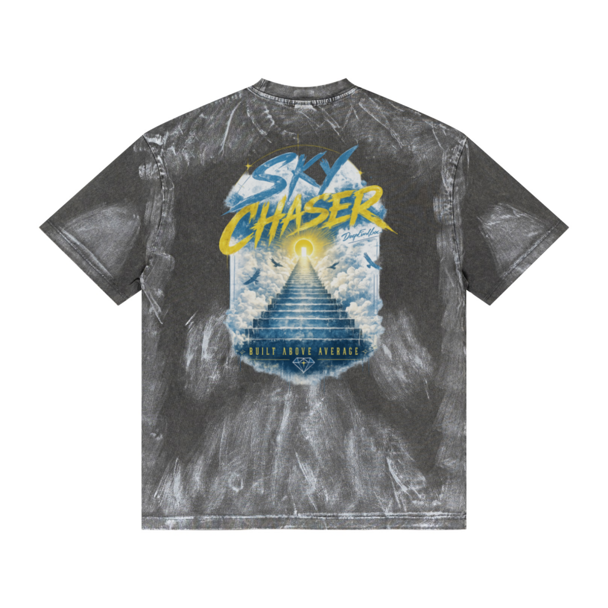 260GSM Unisex Painted Pigment-Wash T-shirt Dark Grey