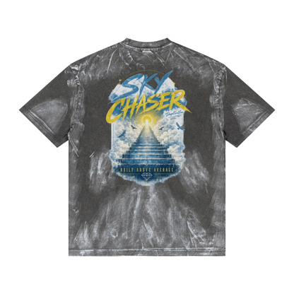 260GSM Unisex Painted Pigment-Wash T-shirt Dark Grey