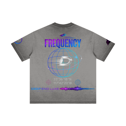 275GSM Unisex Raw-Edge Reverse-Wash Fried-Color T-shirt Washed Dark Grey