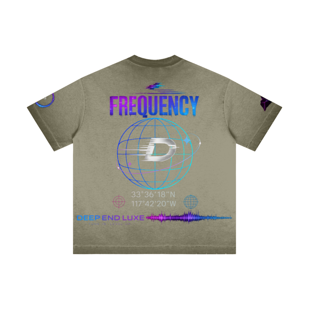 275GSM Unisex Raw-Edge Reverse-Wash Fried-Color T-shirt Washed Military Green
