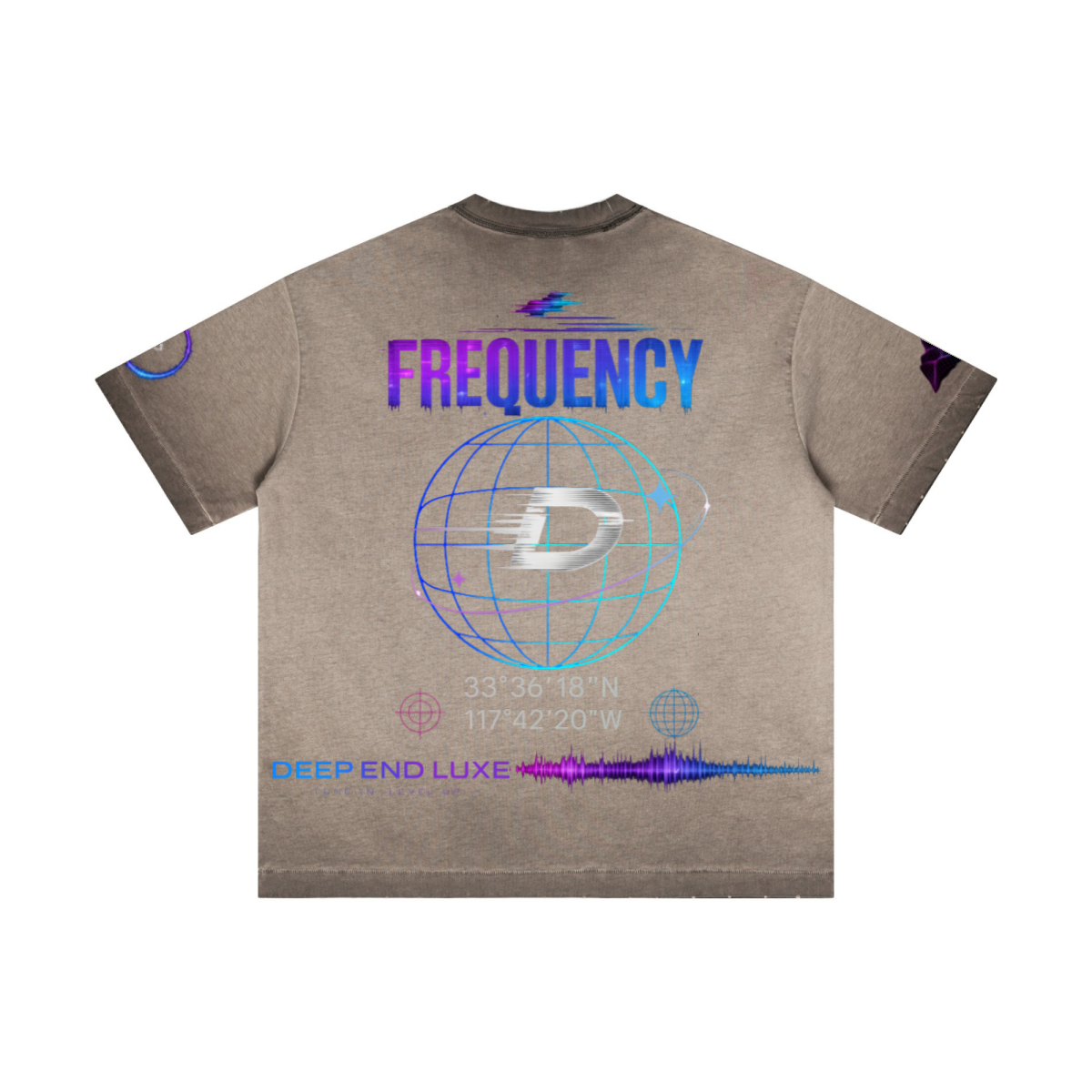275GSM Unisex Raw-Edge Reverse-Wash Fried-Color T-shirt Washed Coffee